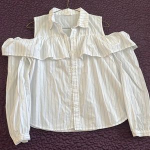 Off shoulder long sleeve button up